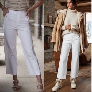 Spanx Stretch Twill High Rise Wide  Leg Crop Pants in Bright White Size Small